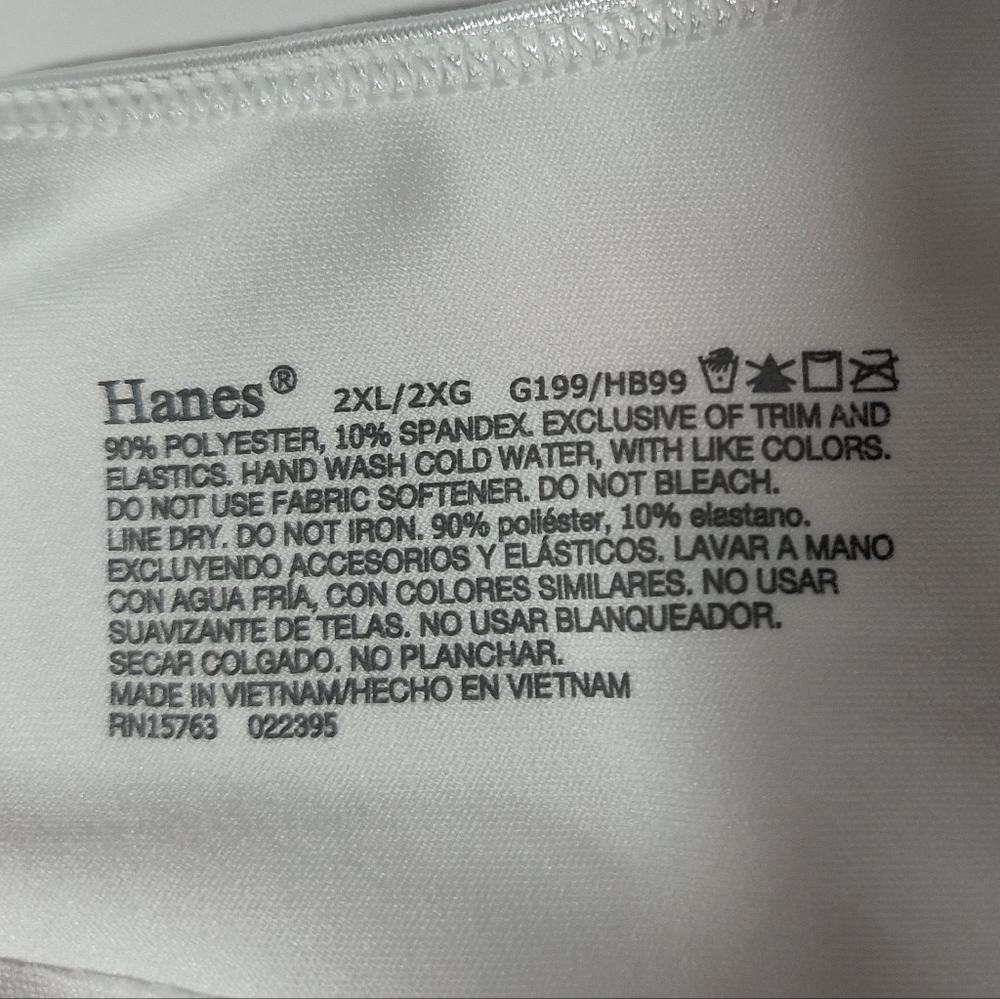 Hanes Wireless White Bra / Size 2X - Picture 3 of 6